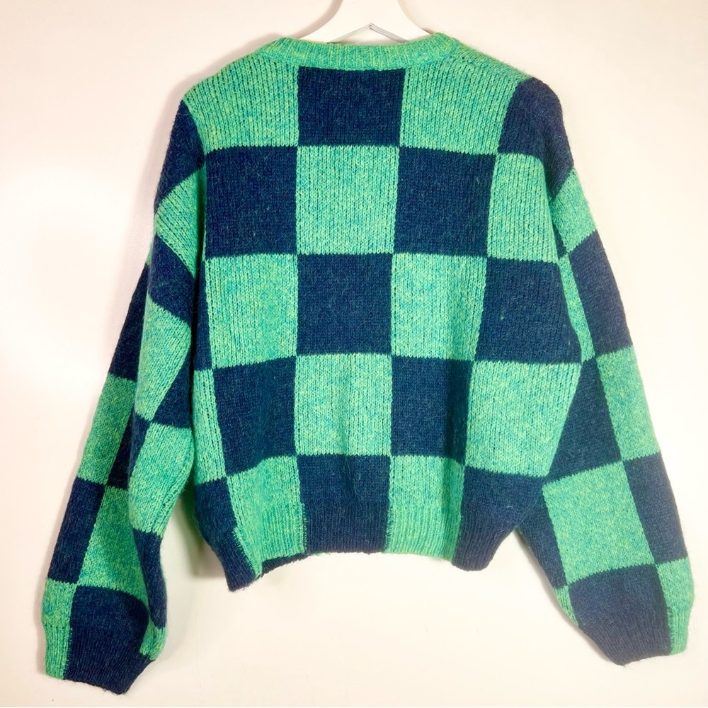 STINE GOYA Amara Cardigan Green Navy Checkered Size Medium - Picture 4 of 13